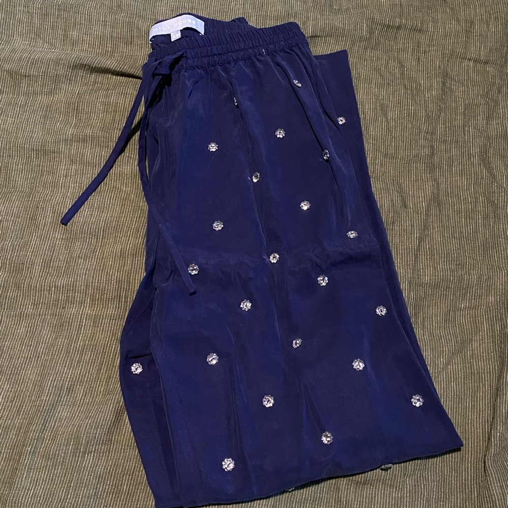 Hill House Navy Beaded Jeweled Pants XS - Picture 3 of 5